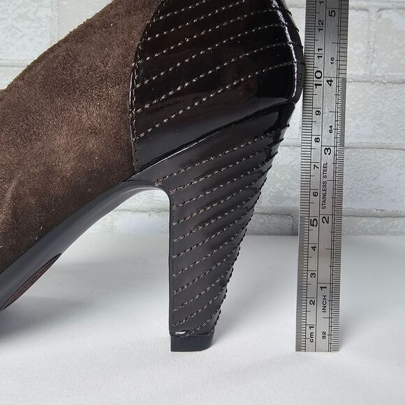 Sofft Florence Mary Jane Closed Toe Pumps Suede Patent Leather Brown Women's 8.5 - Picture 8 of 10